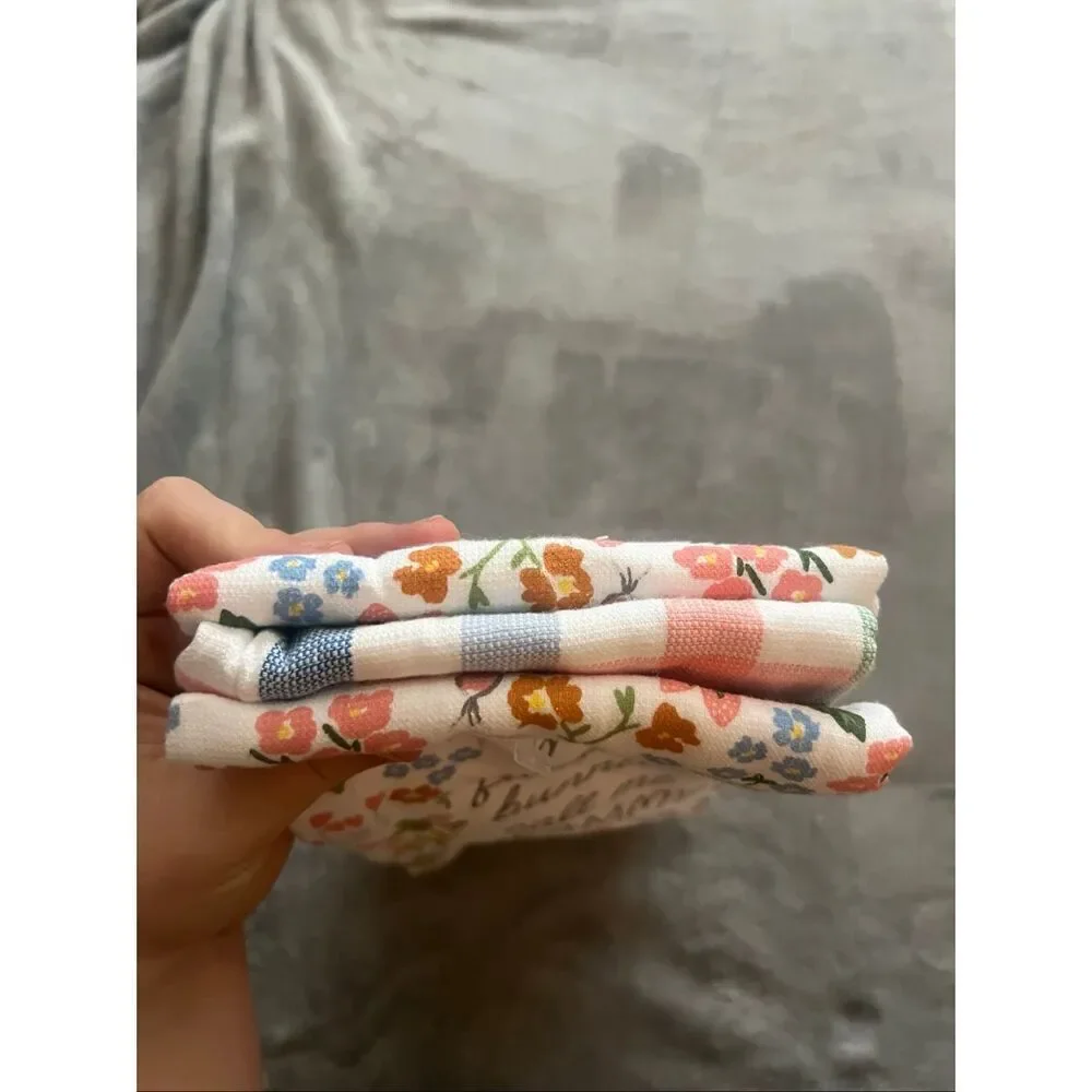 Shabby Chic My Favorite Bunnies Call Me Grammy Dish Towel Set 3 Pack